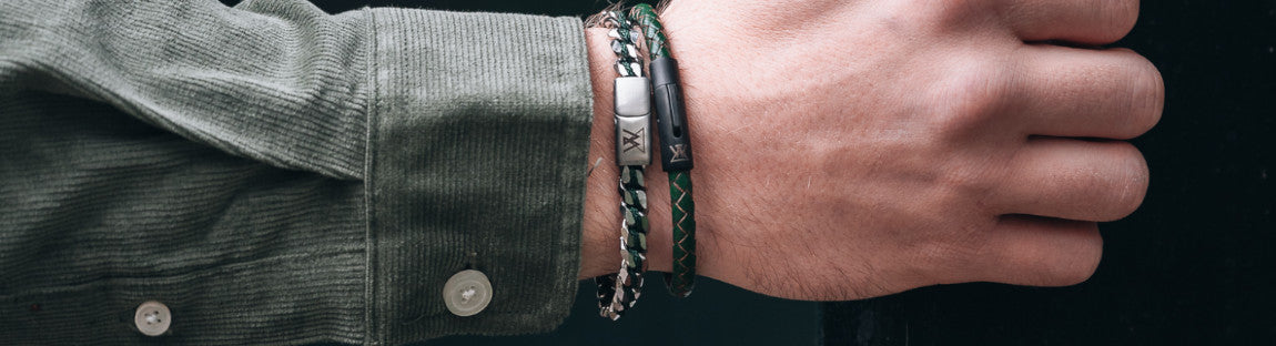 Leren armband heren zwart
