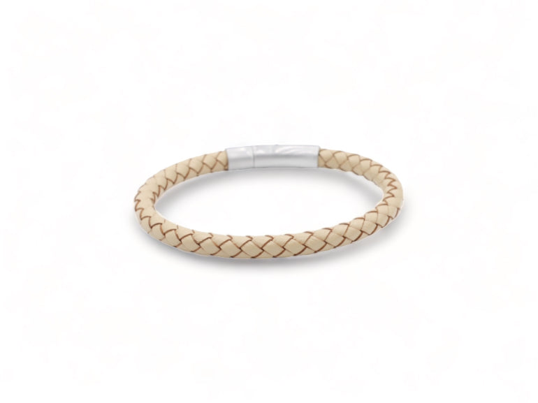 beige leren heren armband