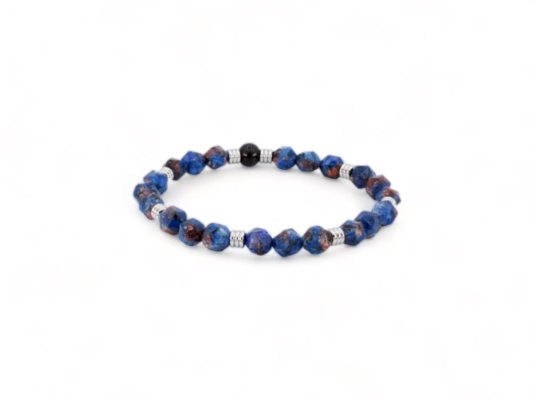 blauwe kralen heren armband