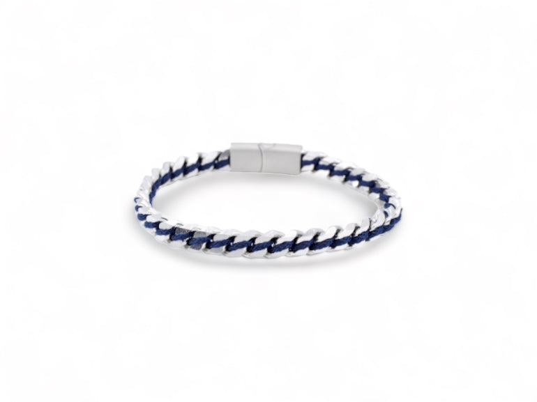 donkerblauwe stalen heren armband