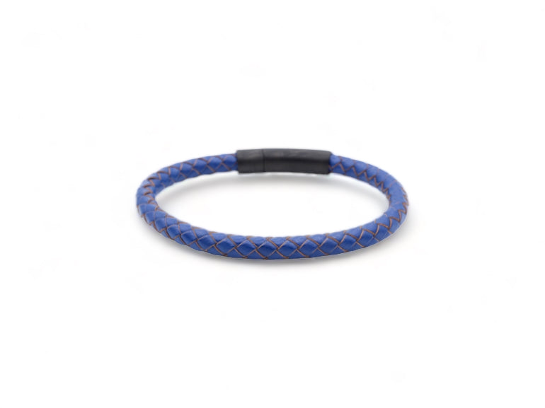 donkerblauwe leren heren armband