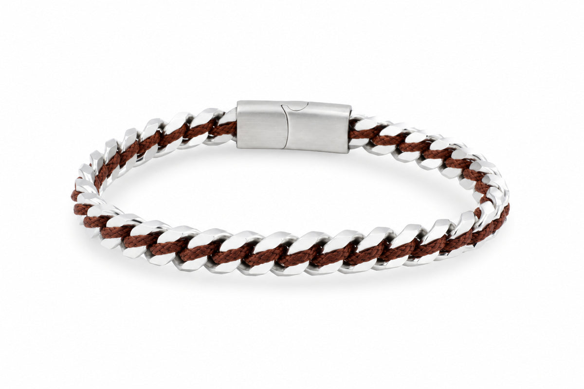 donkerbruine stalen herenarmband