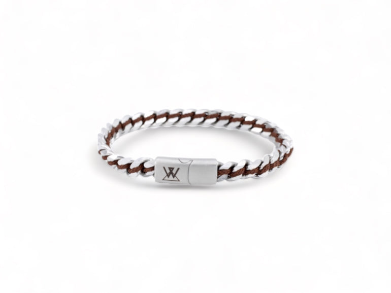 donkerbruine stalen heren armband