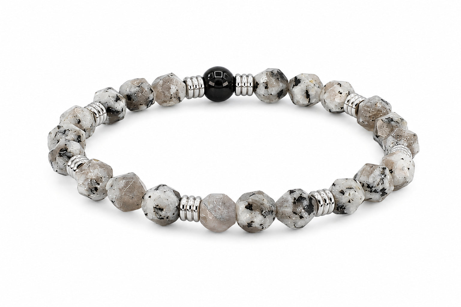 grijze kralen heren armband