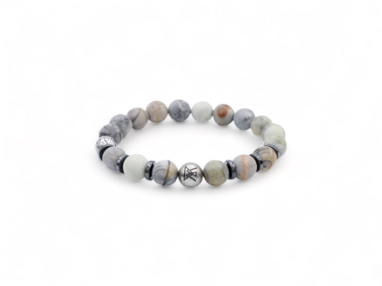 grijze kralen heren armband