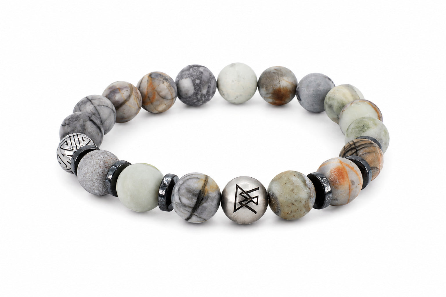 grijze kralen heren armband