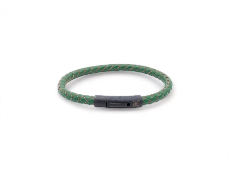 groene leren heren armband