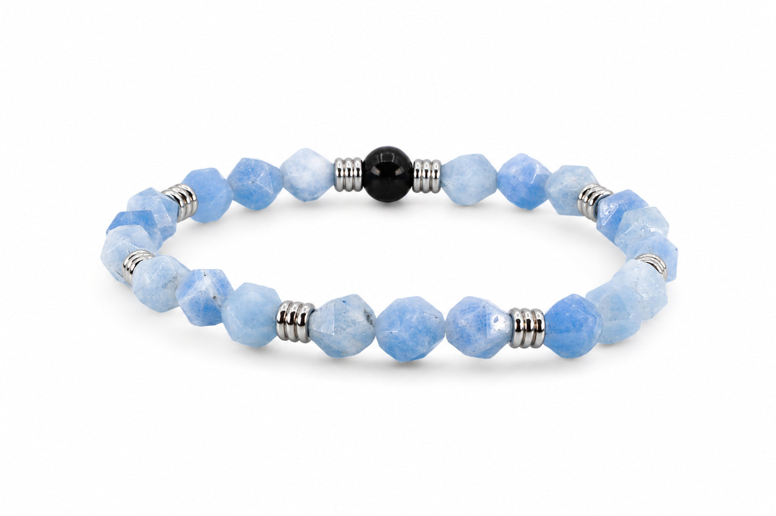 lichtblauwe kralen heren armband