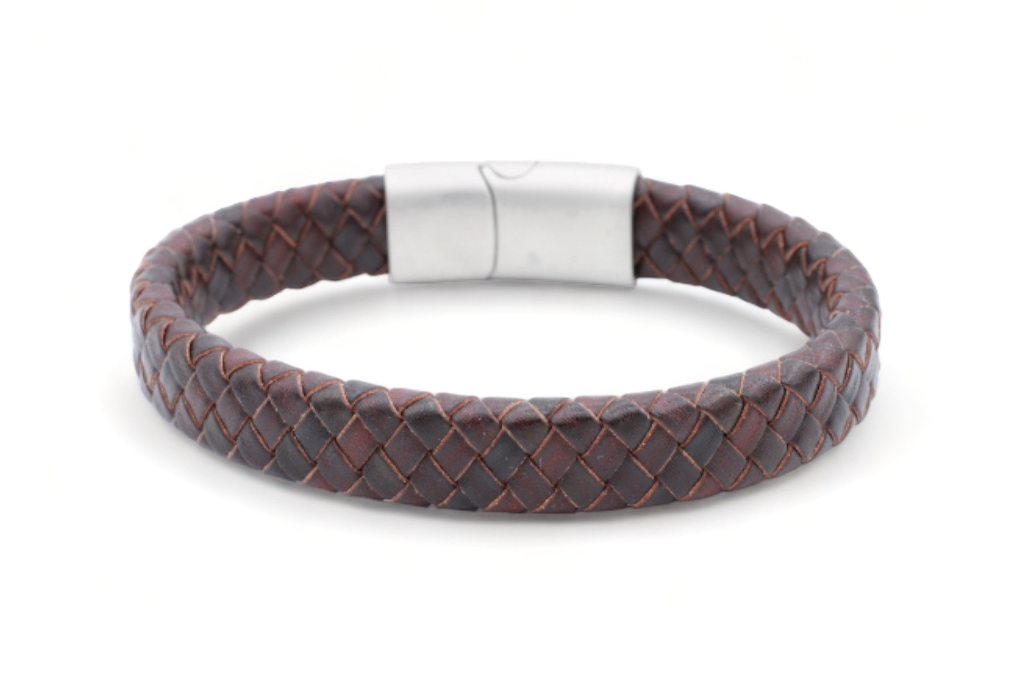 leren armband heren roodbruin\
