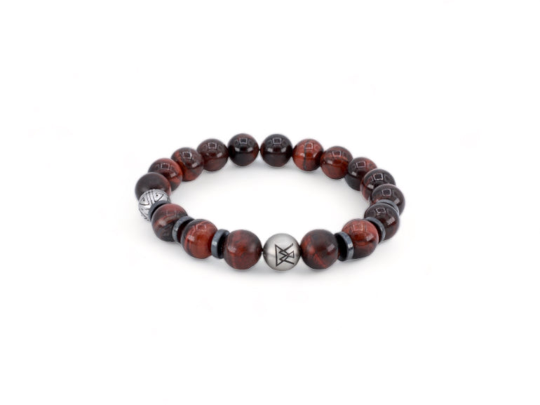 roodbruin kralen heren armband