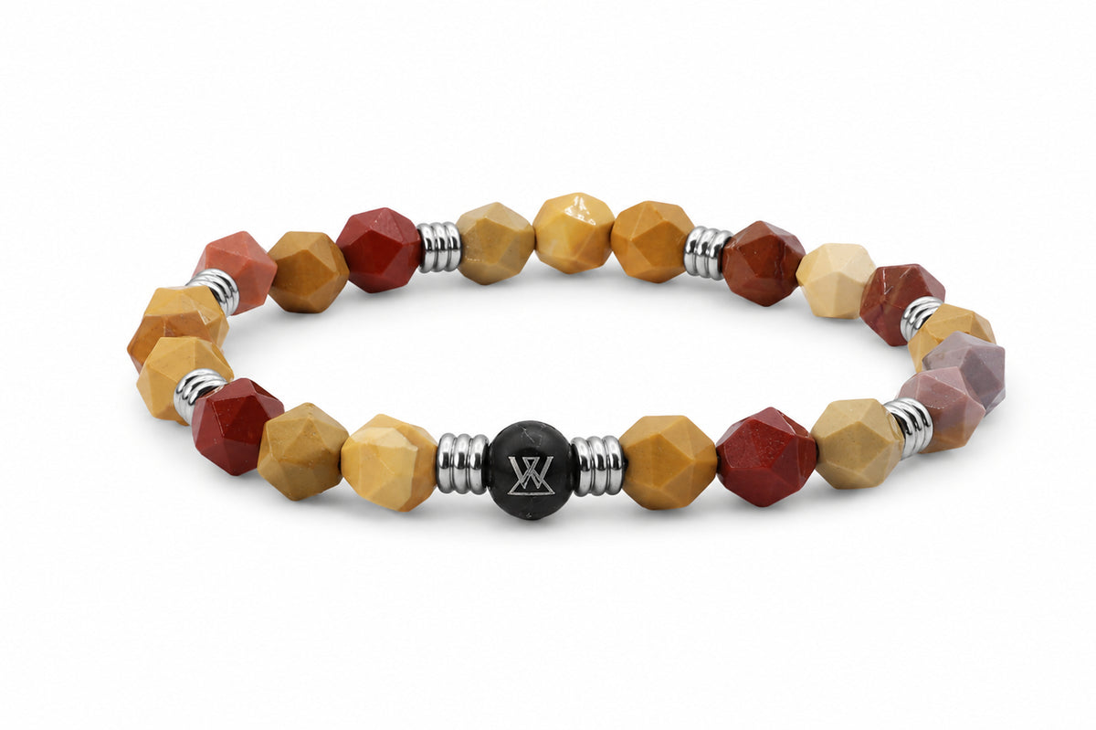 roodgele kralen heren armband