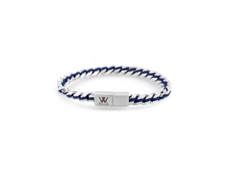 stalen donkerblauwe heren armband