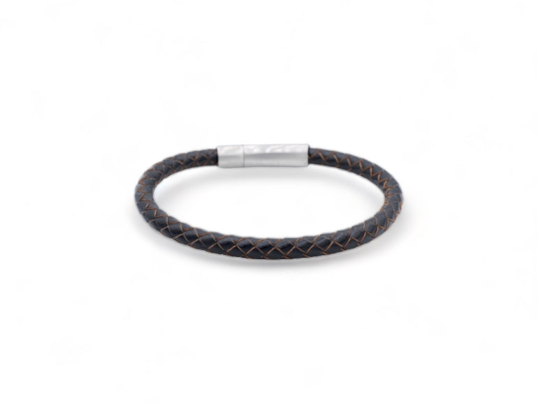 zwart leren herenarmband
