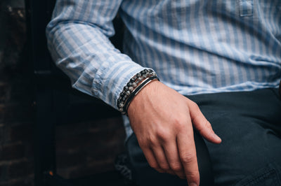 Kralen armband 8mm - Bonatti | Grijs - Jaspis