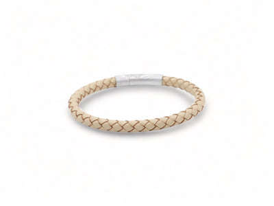 beige leren heren armband