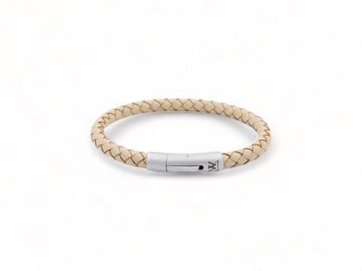 beige leren heren armband