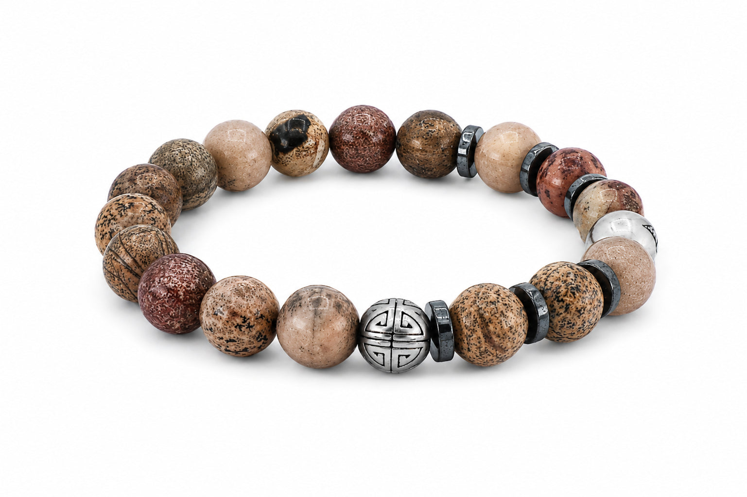 bruine kralen heren armband