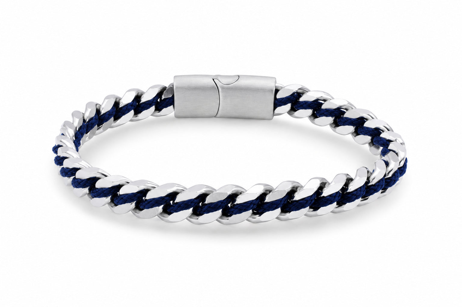 donkerblauwe stalen heren armband