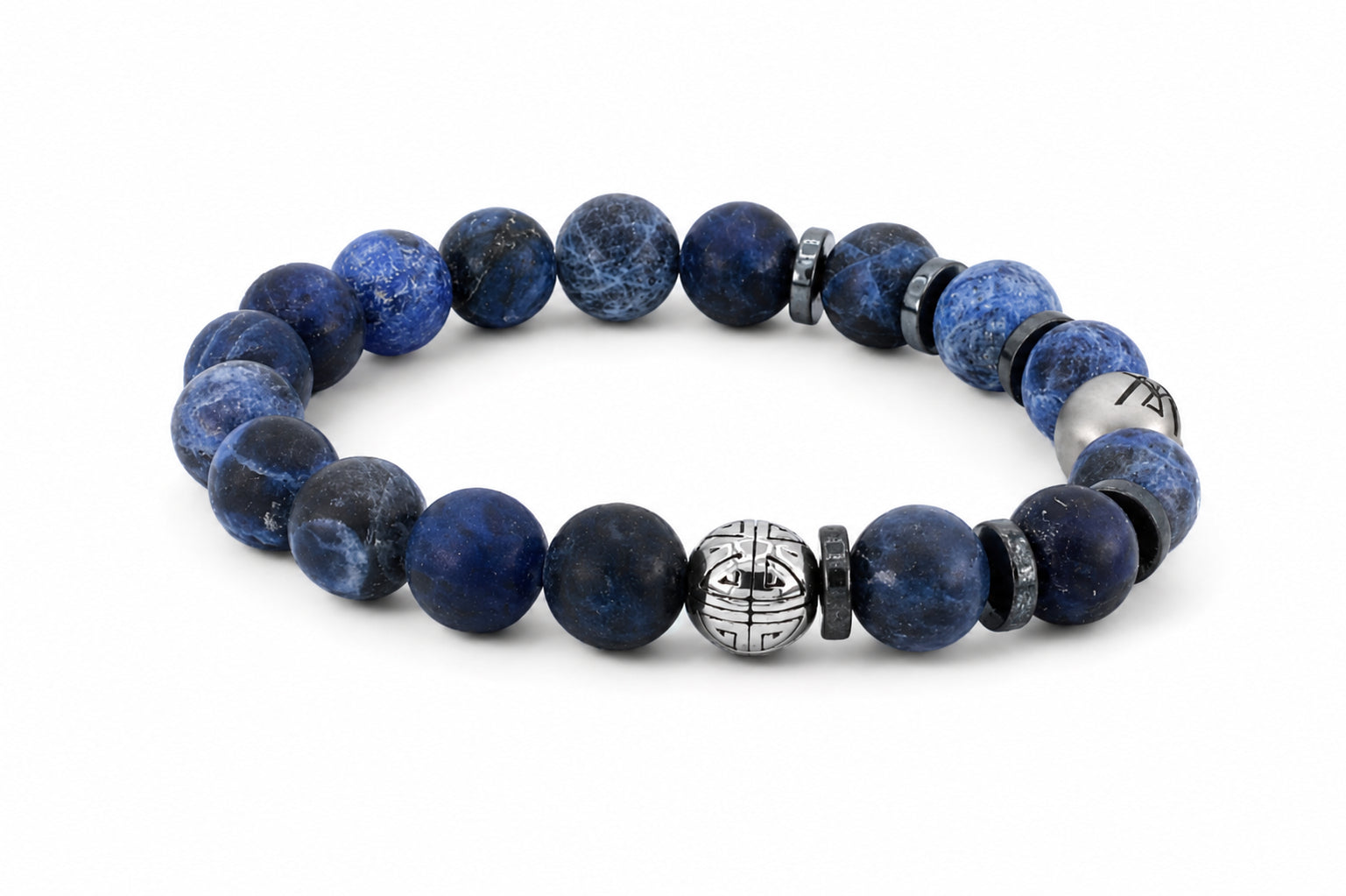 donkerblauwe kralen heren armband