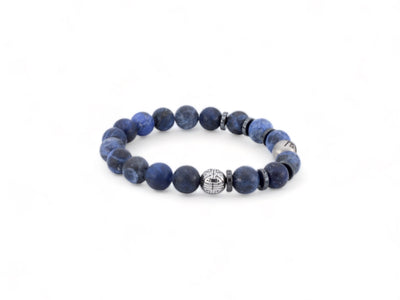 donkerblauwe kralen heren armband