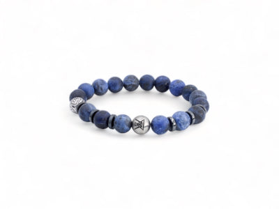 donkerblauwe heren kralen armband