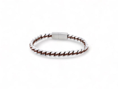 donkerbruine stalen herenarmband