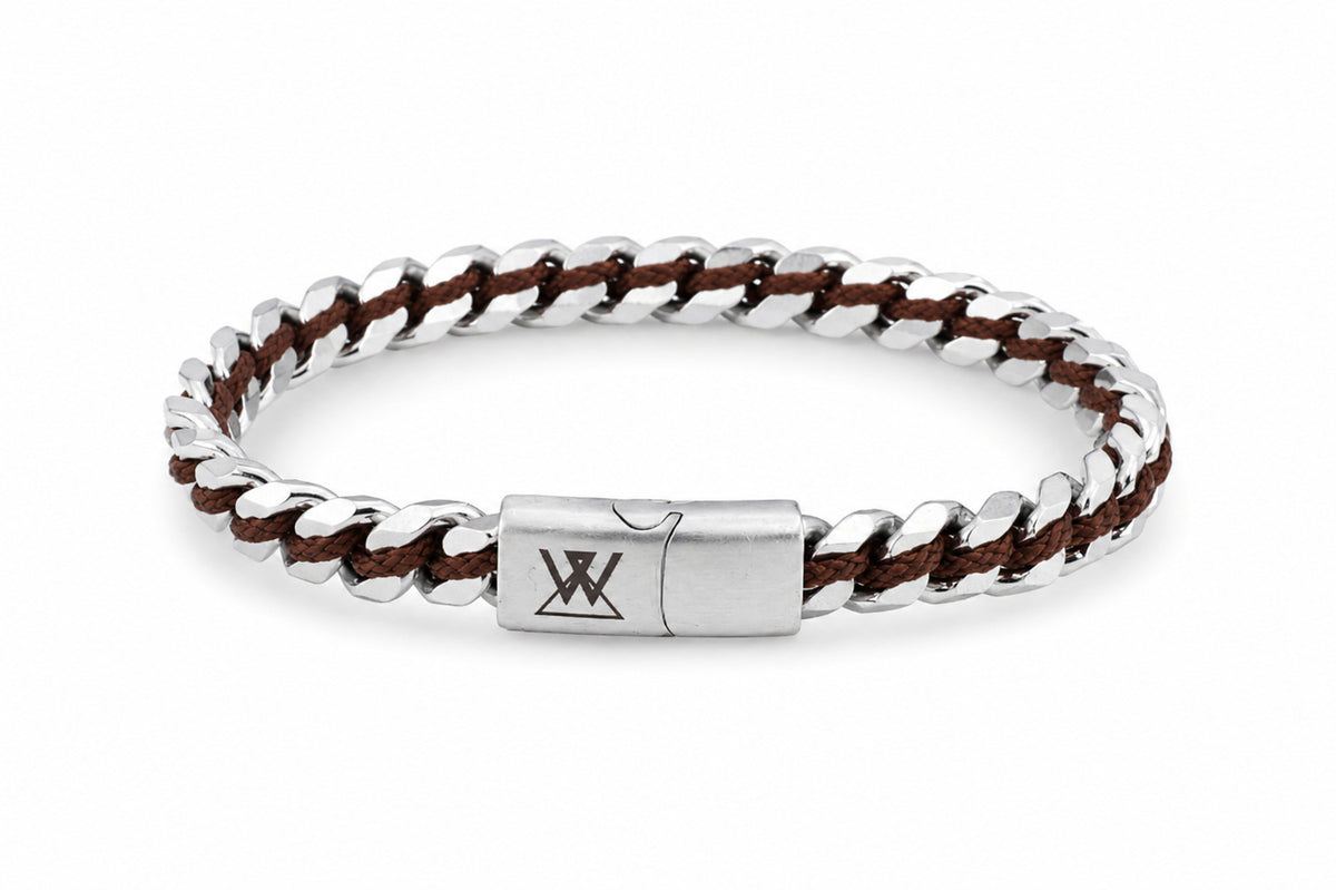 donkerbruine stalen heren armband