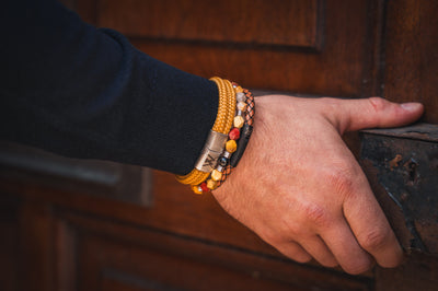 Touw armband 12mm - Caesar | Okergeel