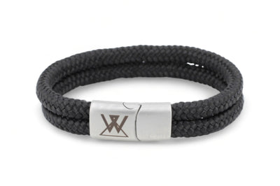 Touw armband 12mm - Caesar | Zwart