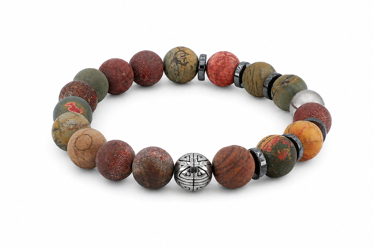 kralen herenarmband groenbruin