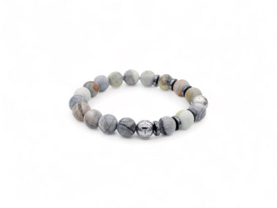 Grijze kralen heren armband