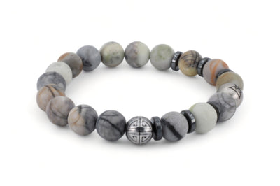 kralen armband heren grijs