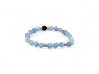 lichtblauwe kralen heren armband