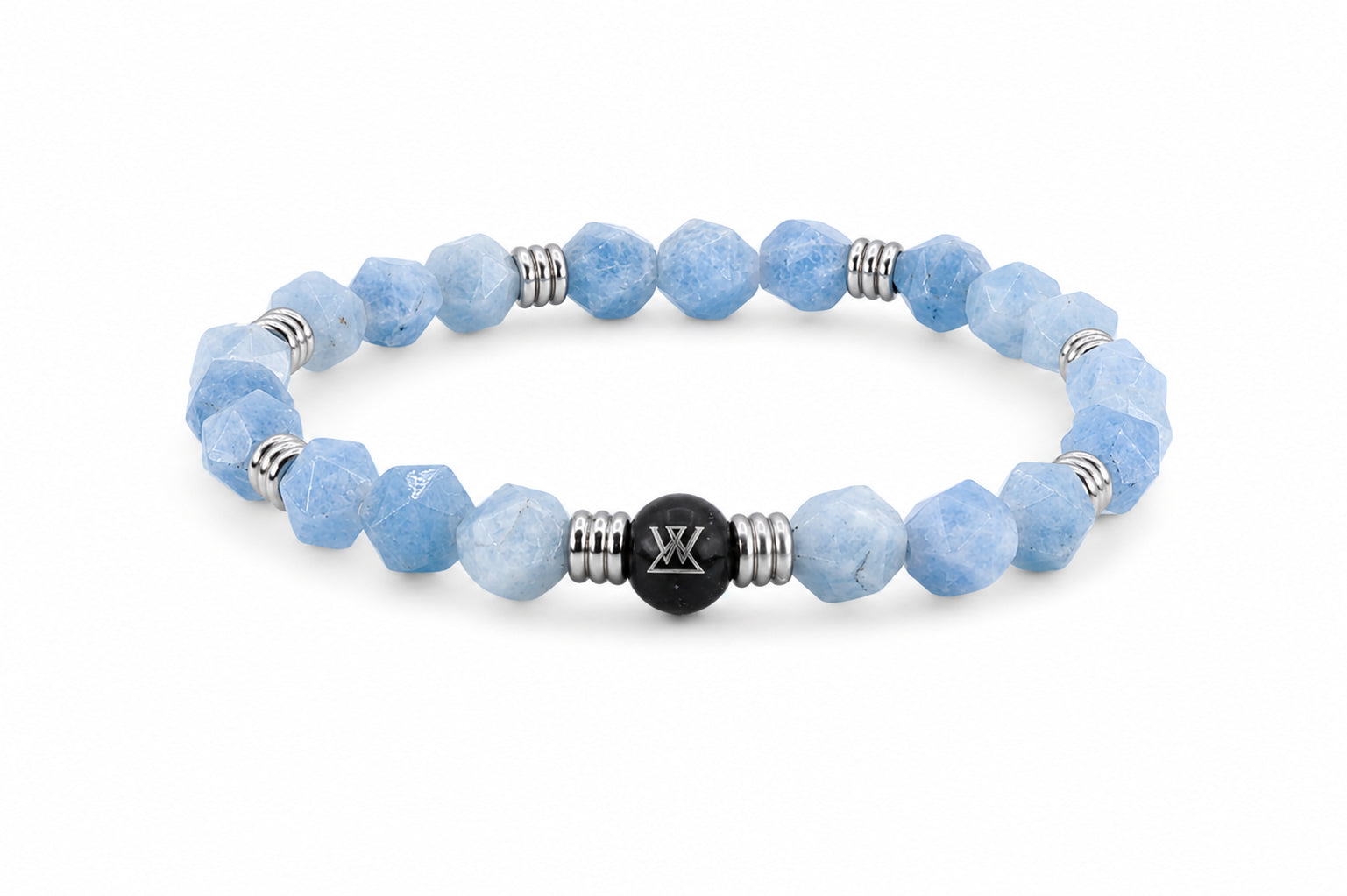 lichtblauwe kralen heren armband