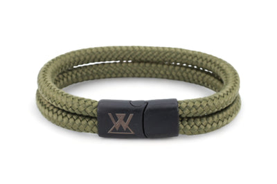 Touw armband 12mm - Caesar | Legergroen