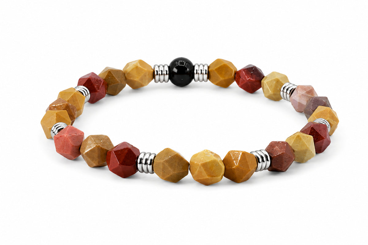 roodgele kralen heren armband