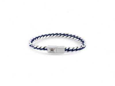 stalen donkerblauwe heren armband