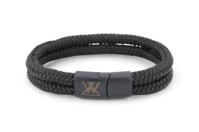 Touw armband 12mm - Caesar | Zwart