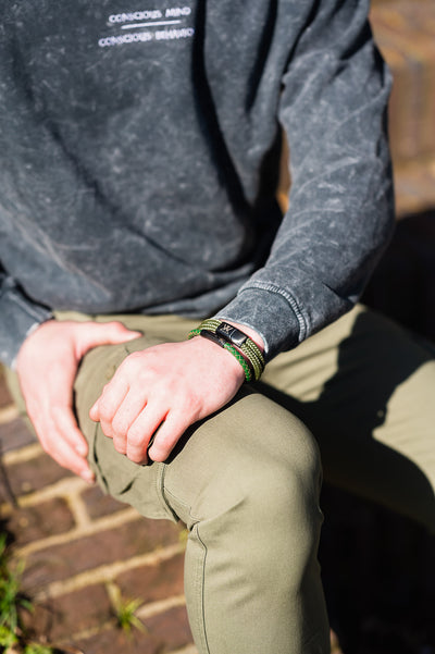 Touw armband 12mm - Caesar | Legergroen